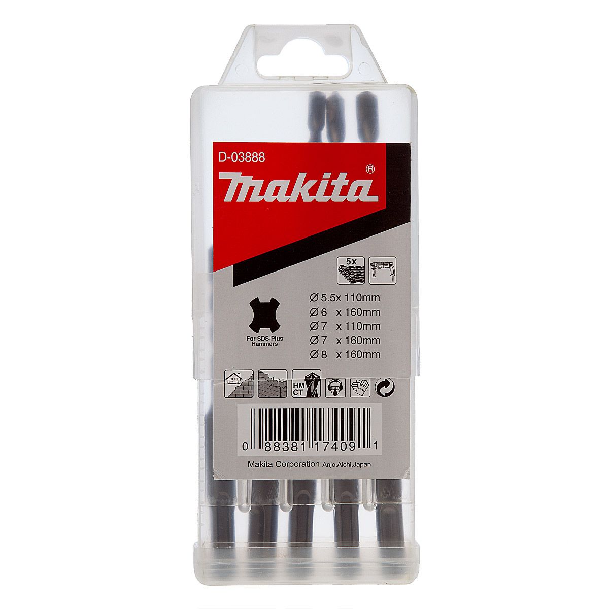 Makita D-03888 sada vrtákov SDS Plus 5ks