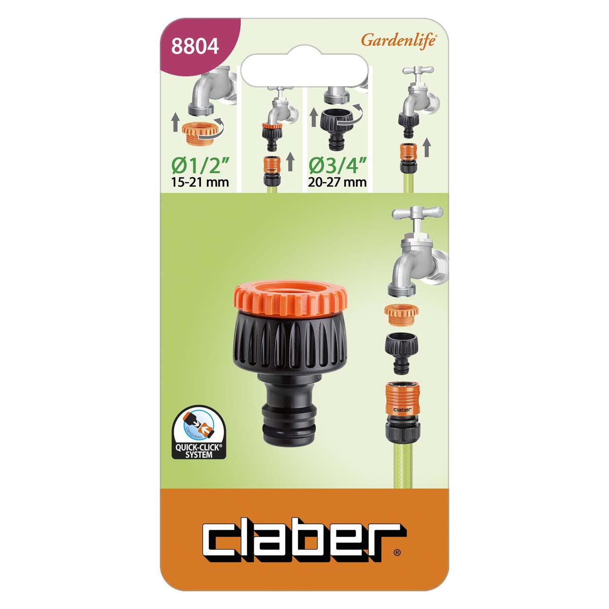 Prípojka na kohútik 1/2" a 3/4" CLABER 8804
